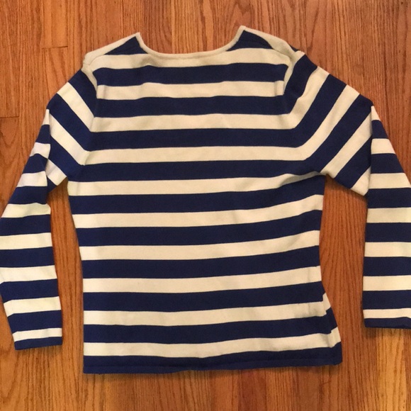 IZOD Cotton sweater. Size L. Blue and cream strips - Picture 4 of 4